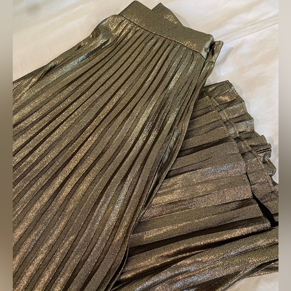 J. Crew Pleated Chiffon Lamé Midi Skirt - Picture 4 of 6